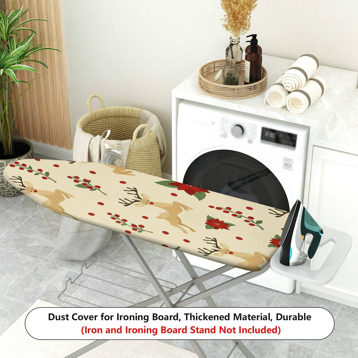 1-Piece Christmas Reindeer Floral  Ironing Board Cover, Universal Size, Without Board
