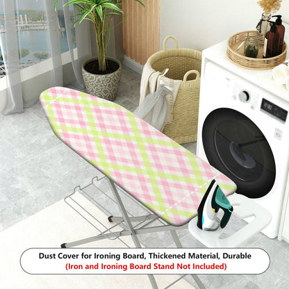 1-Piece Pastel Pink Green Plaid Pattern  Ironing Board Cover, Universal Size, Without Board