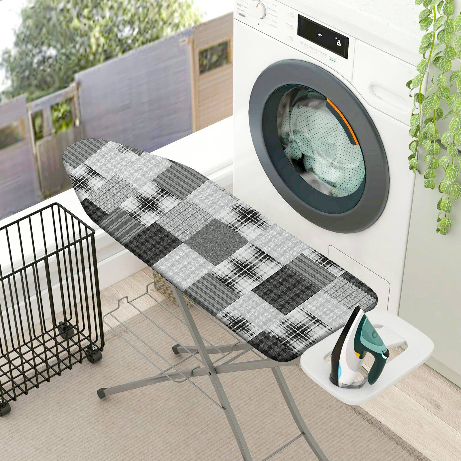 1-Piece Checkered Plaid Patterned  Ironing Board Cover, Universal Size, Without Board
