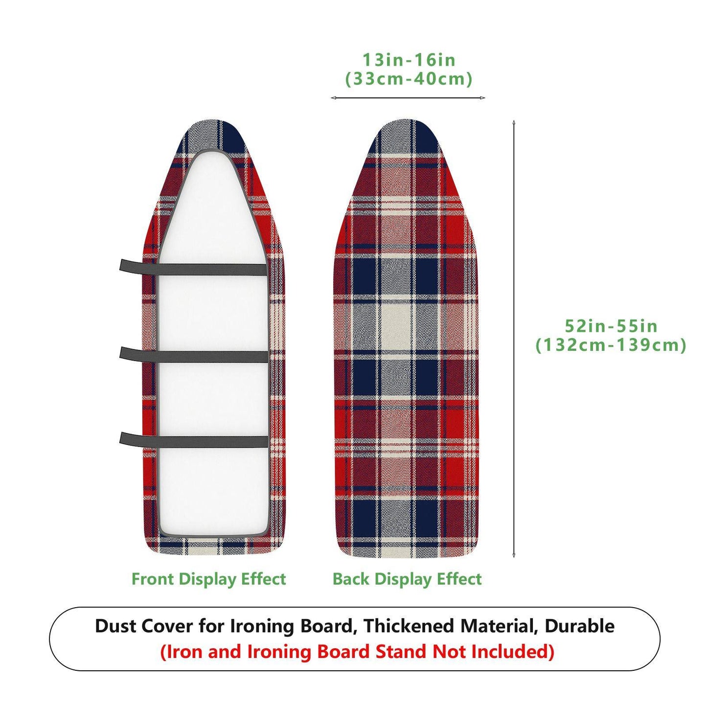 1-Piece Plaid Red Blue  Ironing Board Cover, Universal Size, Without Board