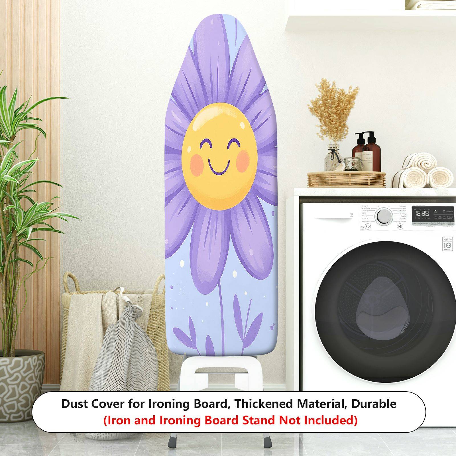 1-Piece Floral Smiley Sunflower Fun  Ironing Board Cover, Universal Size, Without Board