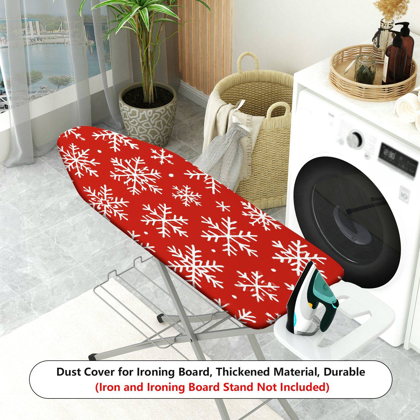 1-Piece Snowflakes Red White Christmas  Ironing Board Cover, Universal Size, Without Board