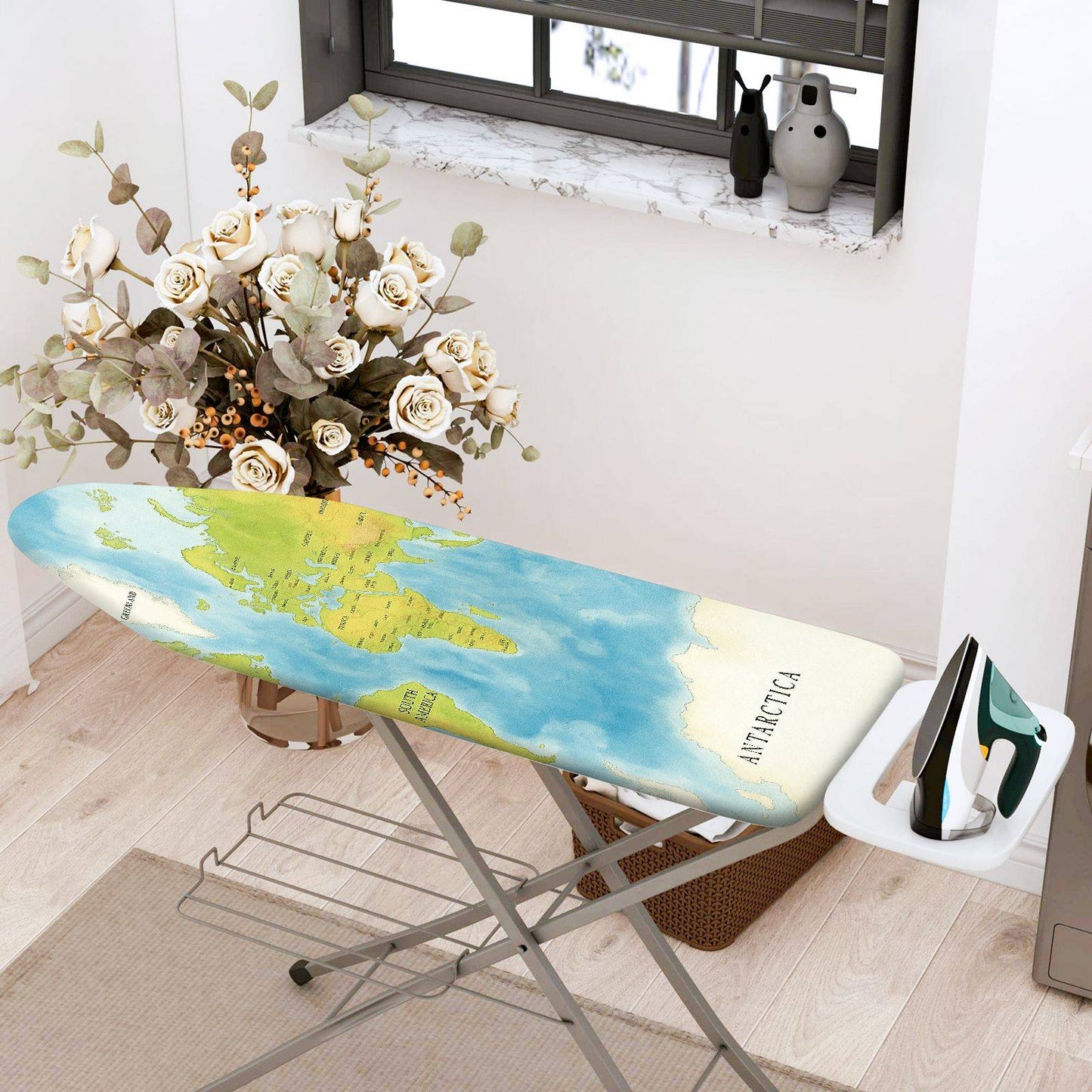 1-Piece World Map Geography Travel  Ironing Board Cover, Universal Size, Without Board