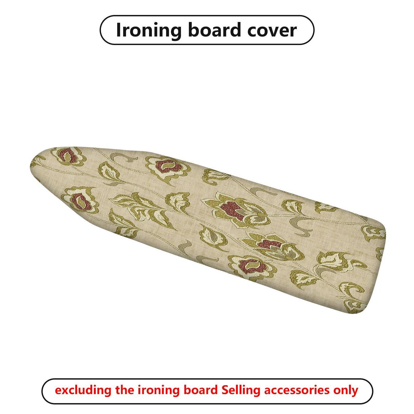 1-Piece Floral Beige Green  Ironing Board Cover, Universal Size, Without Board