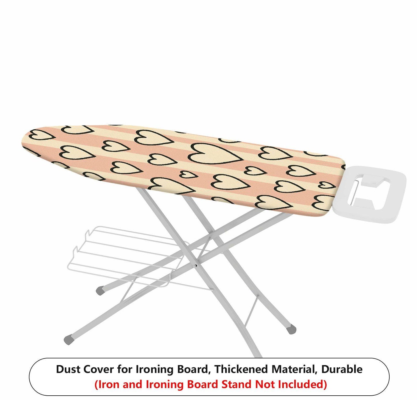 1-Piece Heart Pattern Pink Beige Striped  Ironing Board Cover, Universal Size, Without Board