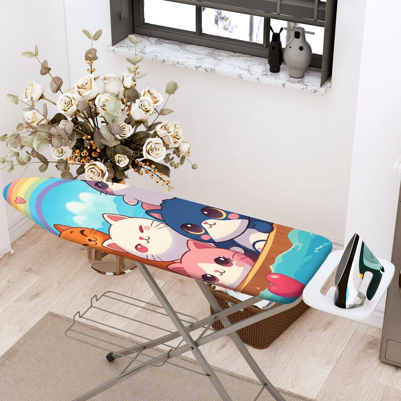1-Piece Cute  Cat Rainbow  Ironing Board Cover, Universal Size, Without Board