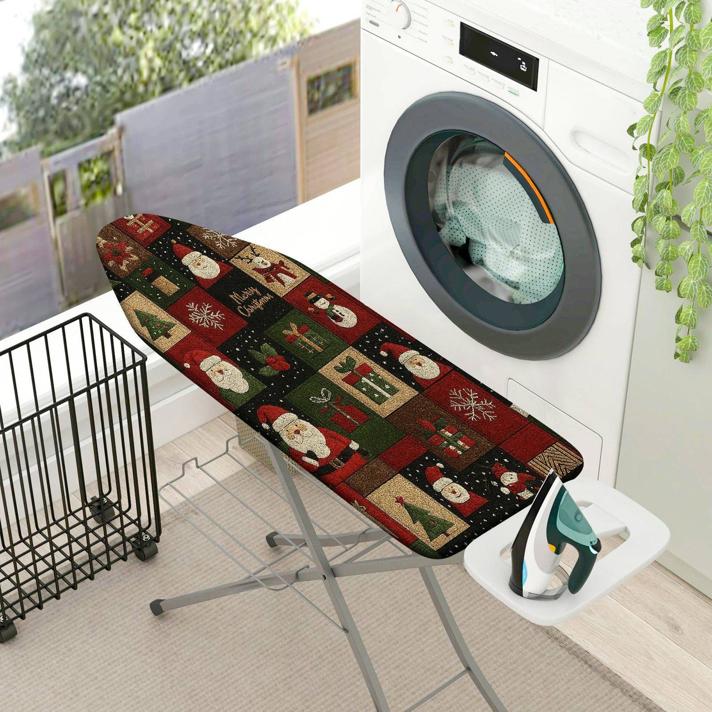 1-Piece Santa Christmas Pattern Holiday  Ironing Board Cover, Universal Size, Without Board