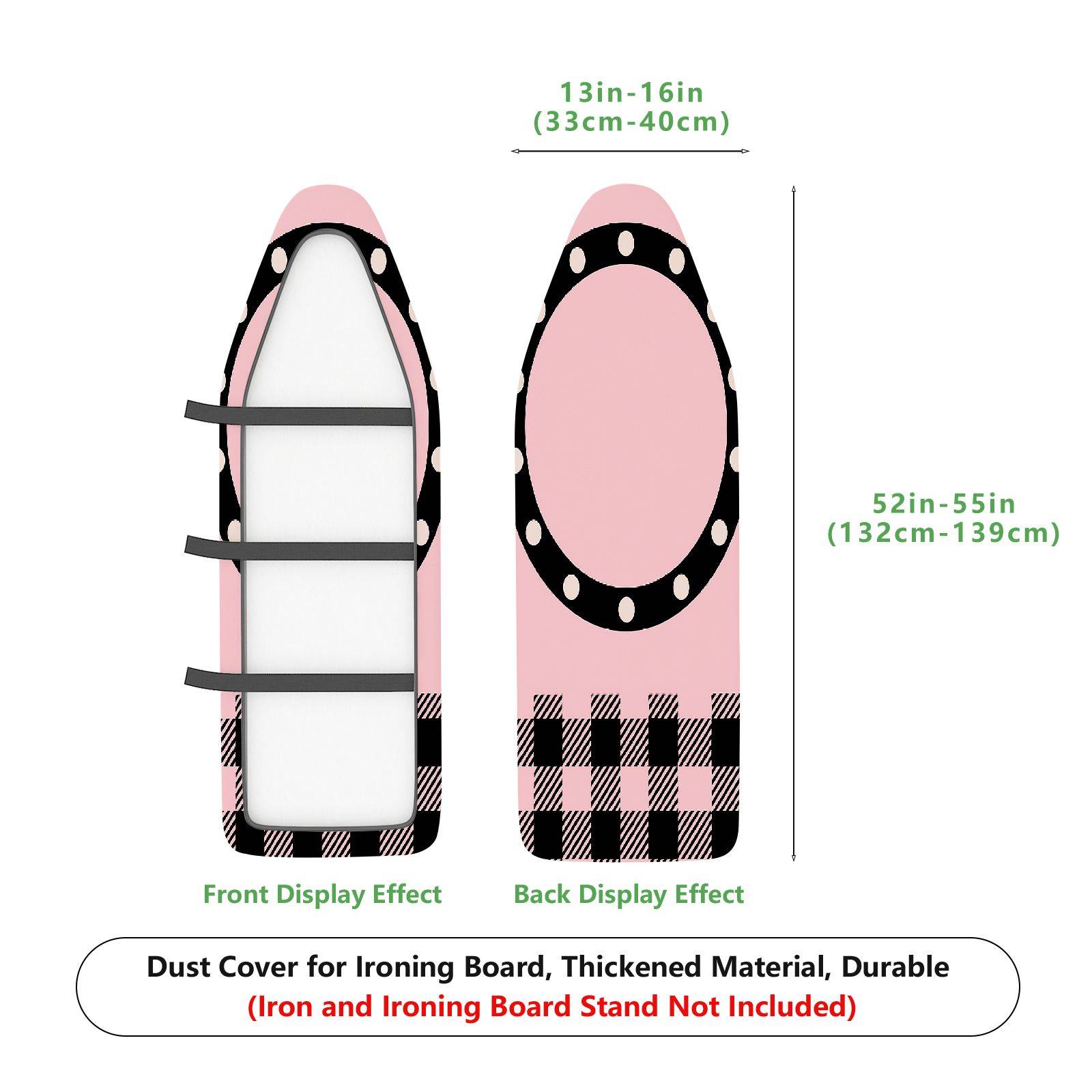 1-Piece Pink Plaid Polka Dot  Ironing Board Cover, Universal Size, Without Board