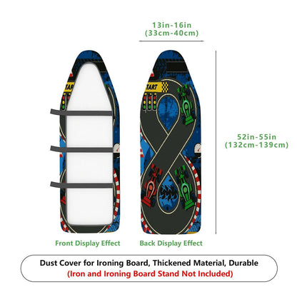 1-Piece Racecar Blue Track Fun  Ironing Board Cover, Universal Size, Without Board