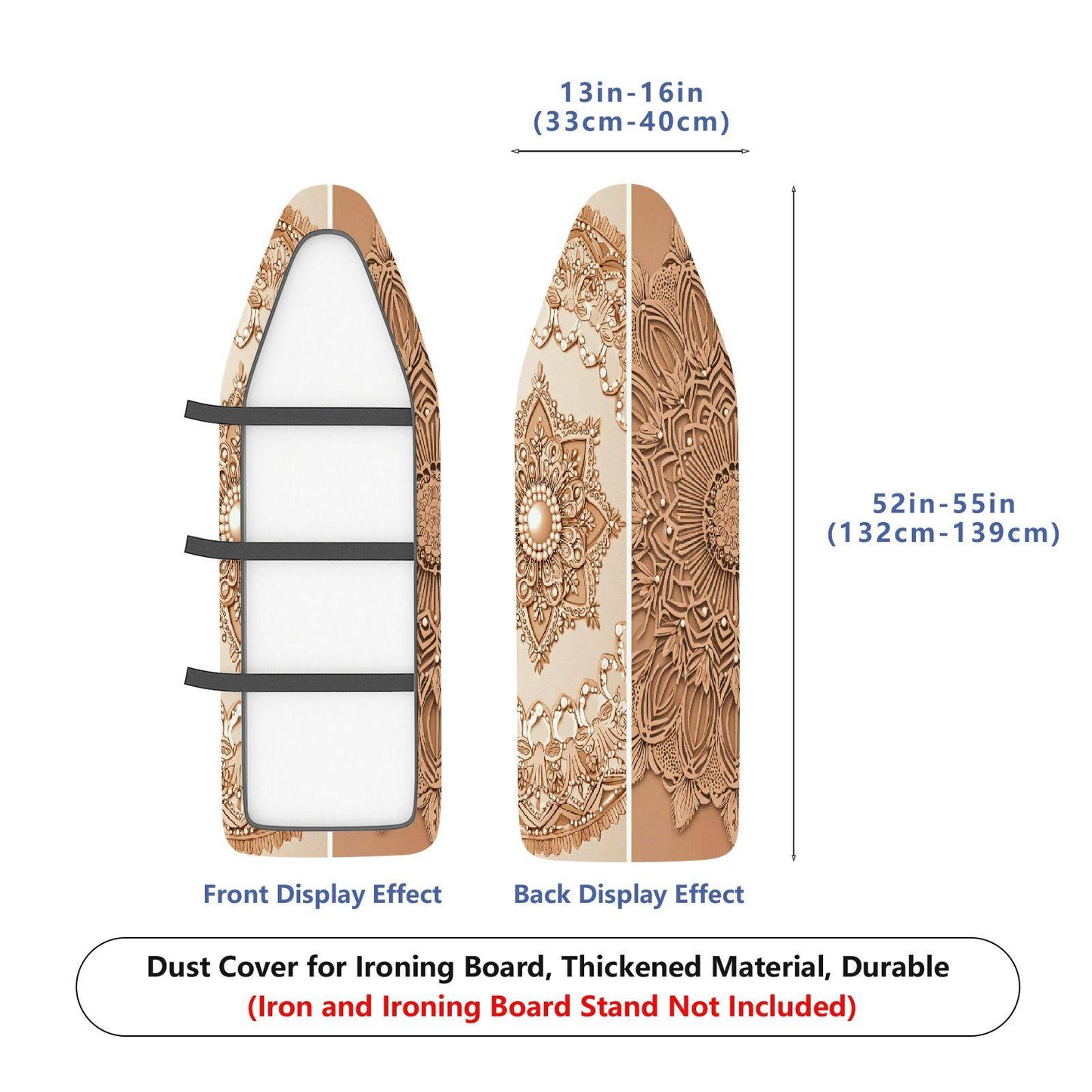 1-Piece Mandala Beige Decorative  Ironing Board Cover, Universal Size, Without Board