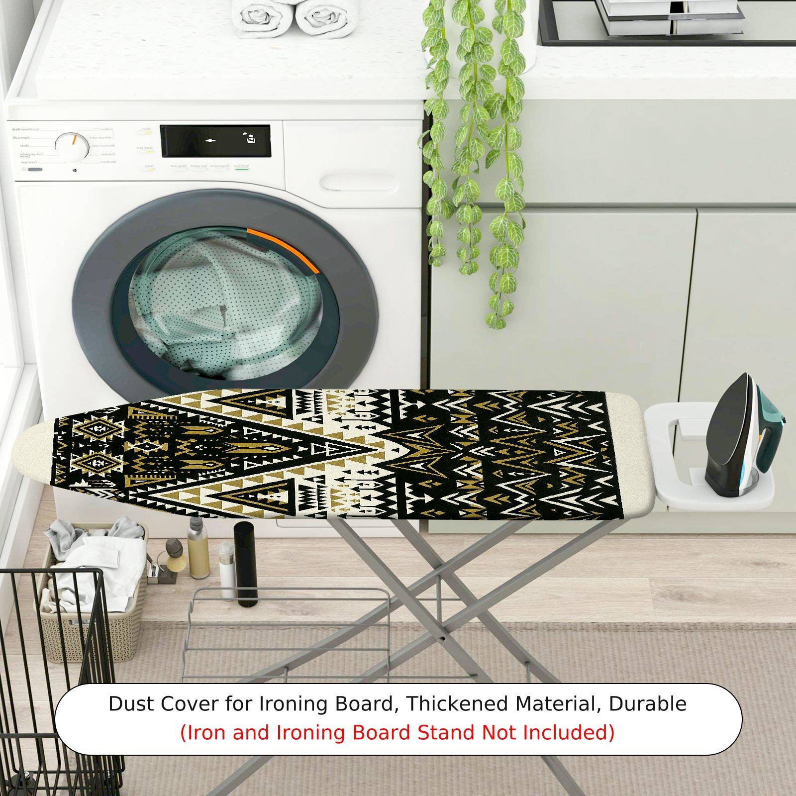 1-Piece Geometric Black Beige Pattern  Ironing Board Cover, Universal Size, Without Board