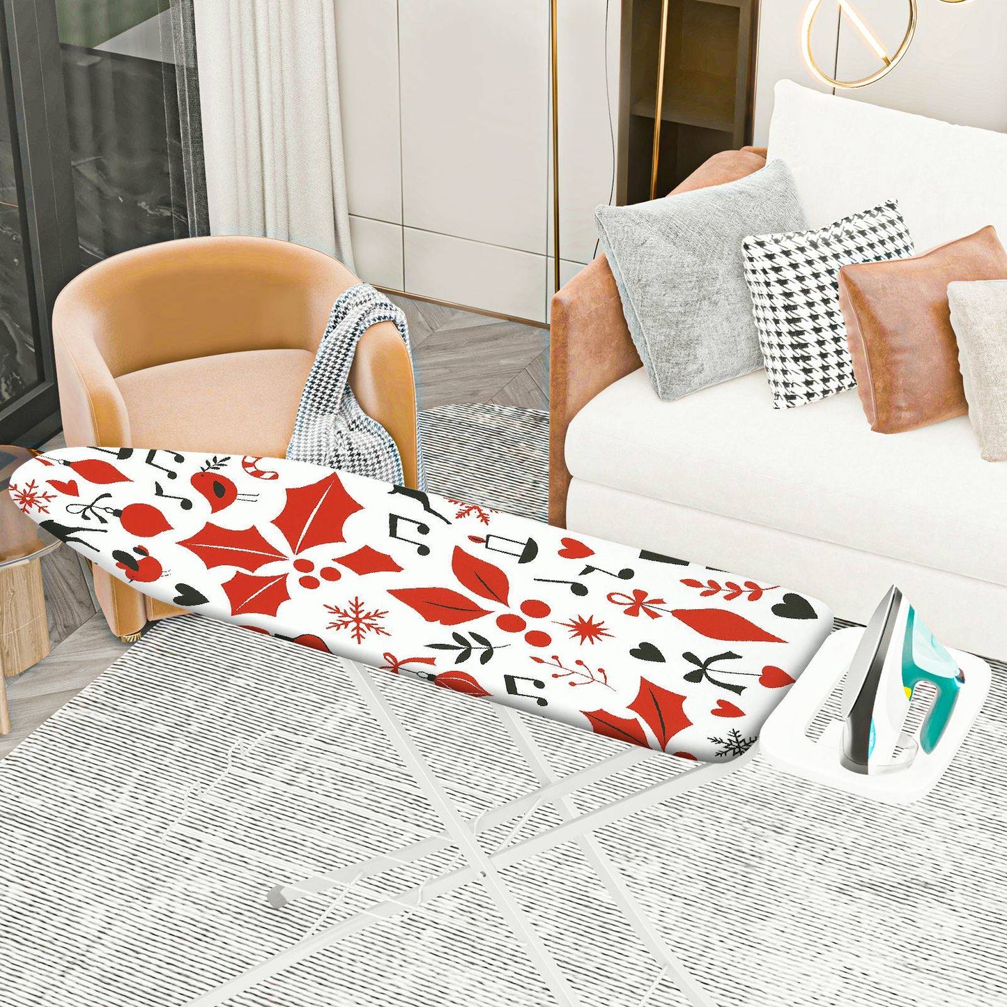 1-Piece Christmas Reindeer Music  Ironing Board Cover, Universal Size, Without Board