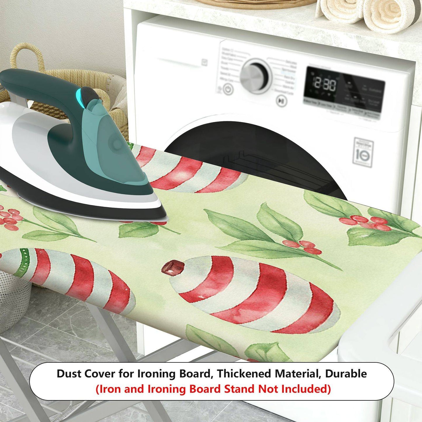 1-Piece Holiday Christmas Decorative Pattern Holly Leaves Household  Ironing Board Cover, Universal Size, Without Board