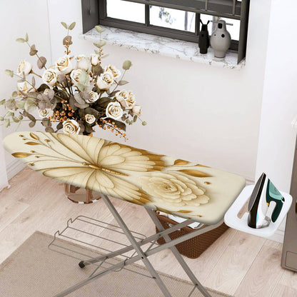 1-Piece Butterfly Floral Beige  Ironing Board Cover, Universal Size, Without Board