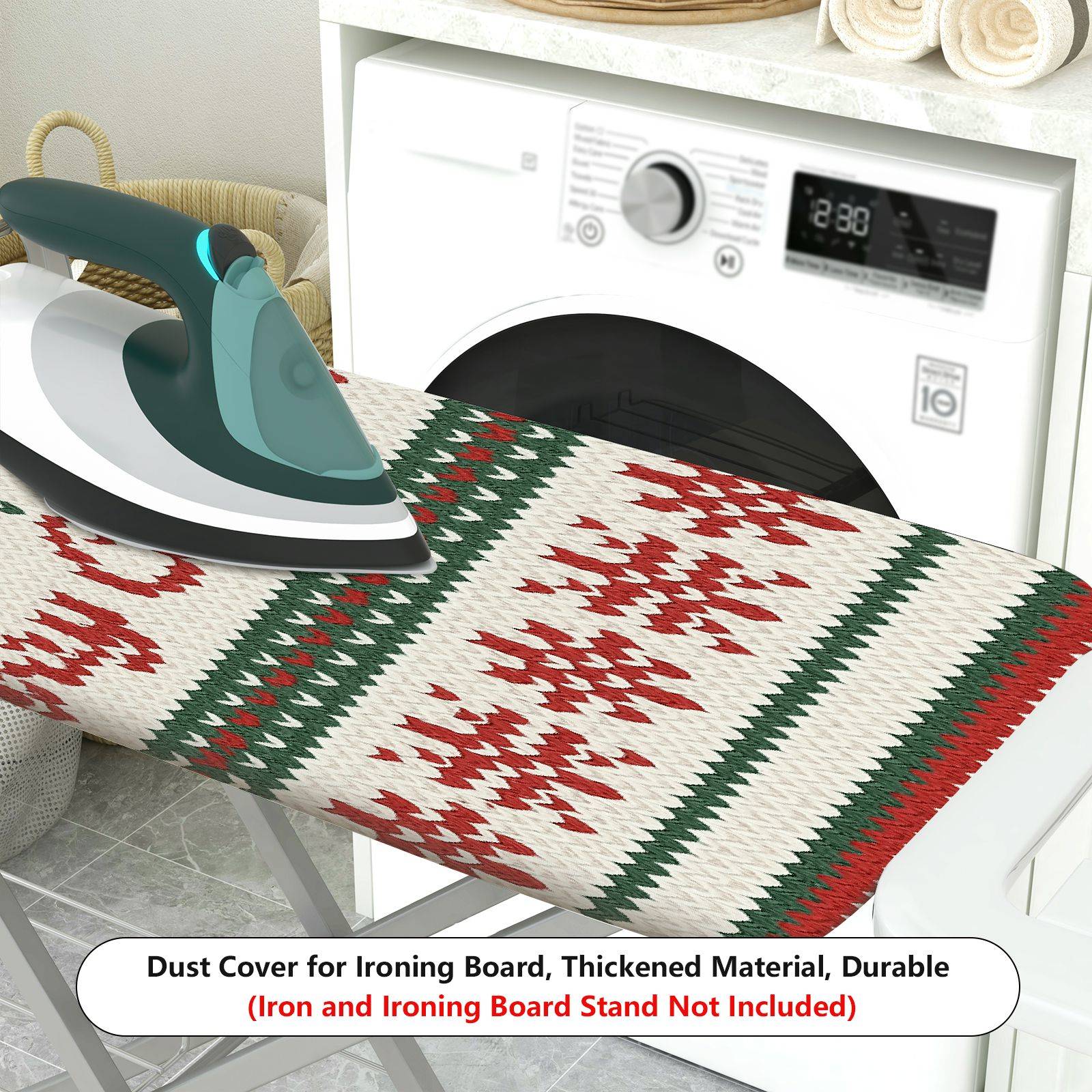 1-Piece Christmas Elk Santa  Ironing Board Cover, Universal Size, Without Board