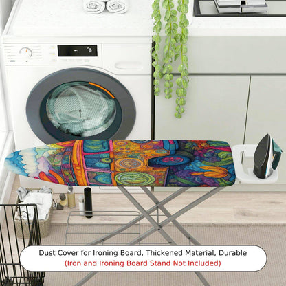 1-Piece Abstract Art Colorful Psychedelic  Ironing Board Cover, Universal Size, Without Board