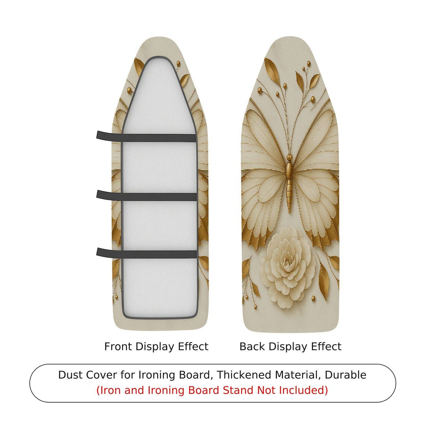 1-Piece Butterfly Floral Beige  Ironing Board Cover, Universal Size, Without Board
