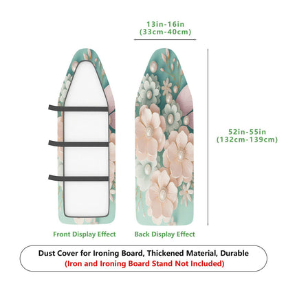 1-Piece Floral Pattern Pastel Green Beige  Ironing Board Cover, Universal Size, Without Board