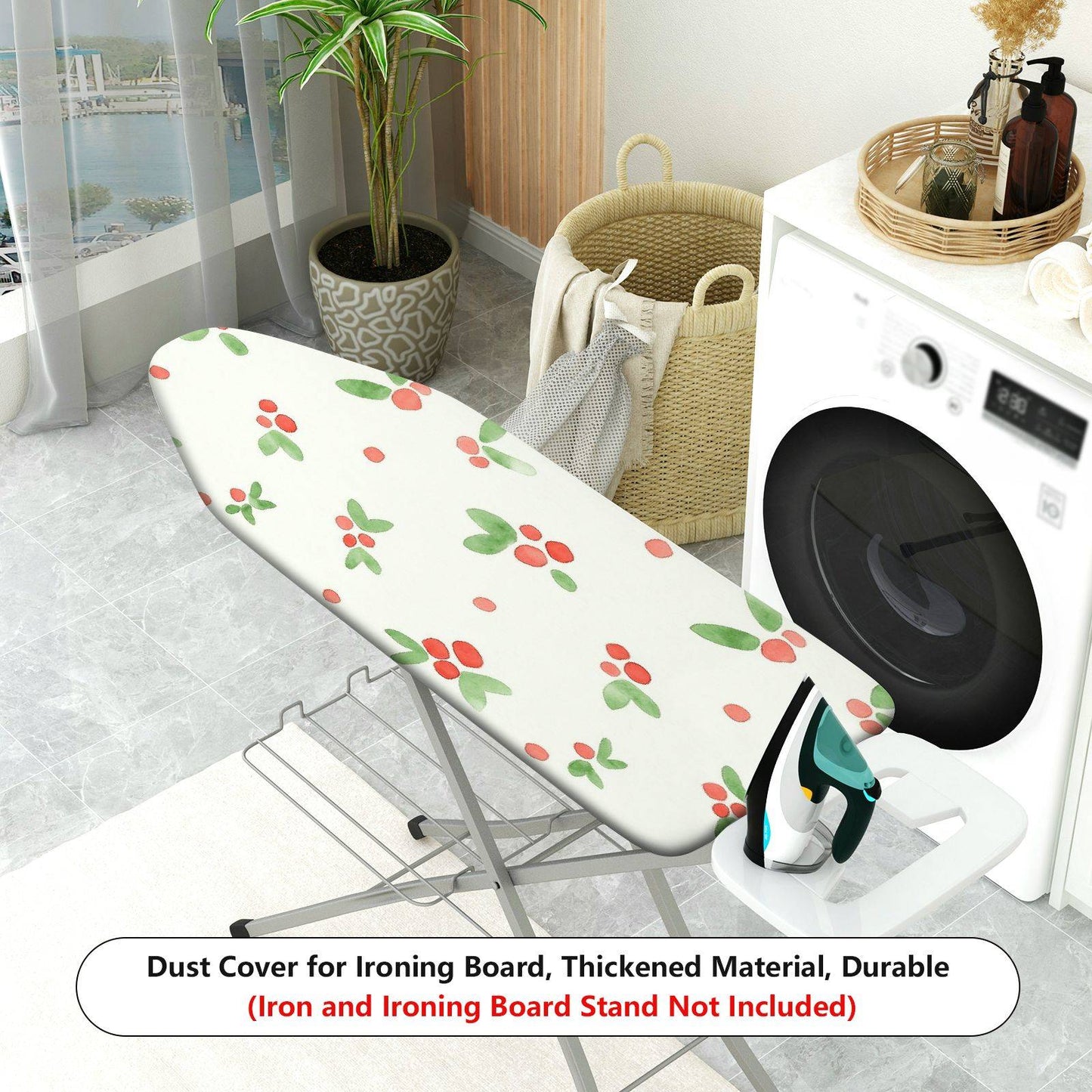 1-Piece Christmas Berry Floral Greenery  Ironing Board Cover, Universal Size, Without Board