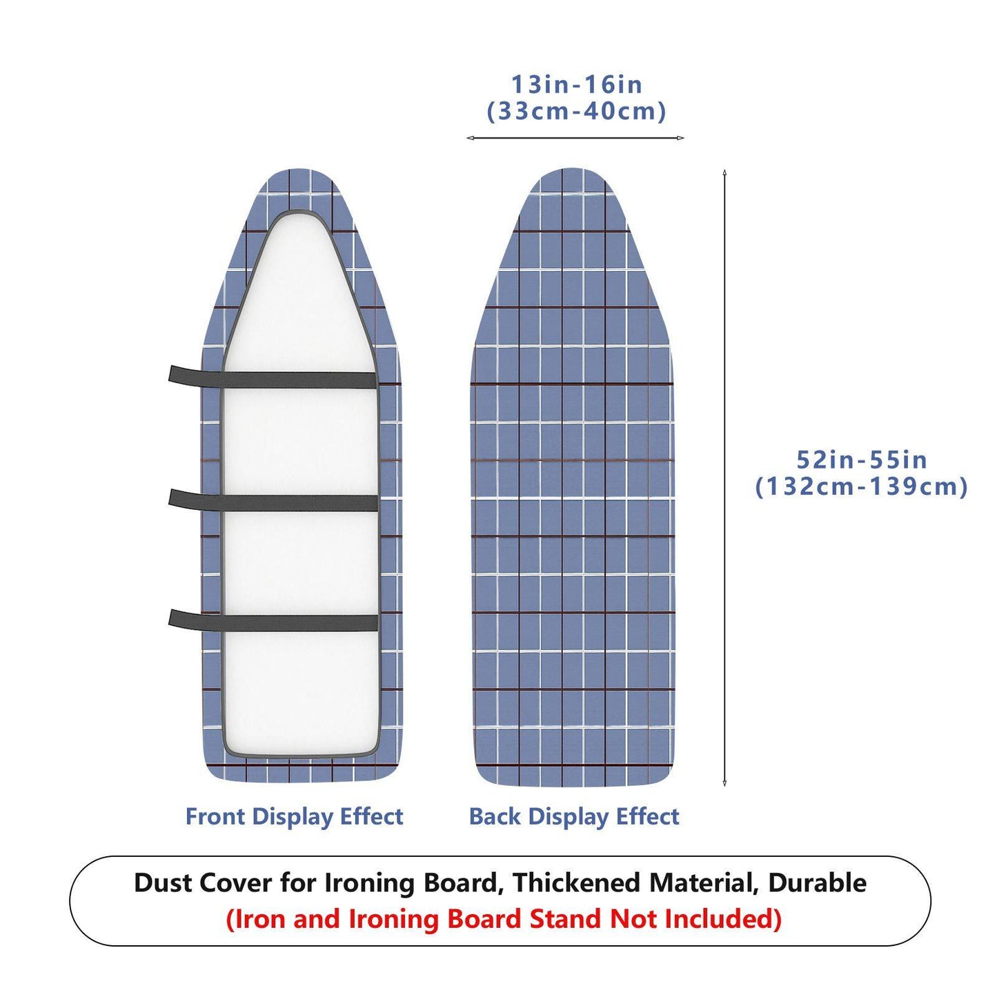 1-Piece Plaid Blue Checkered Pattern  Ironing Board Cover, Universal Size, Without Board
