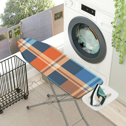 1-Piece Plaid Blue Orange  Ironing Board Cover, Universal Size, Without Board