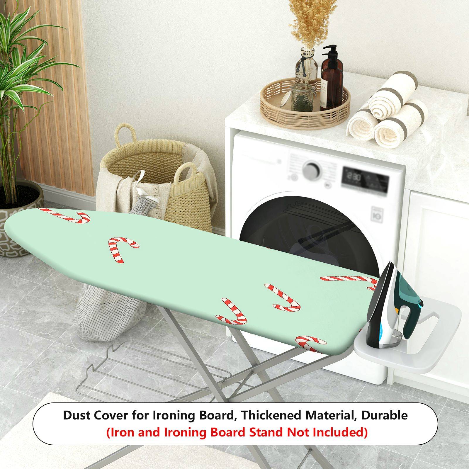 1-Piece Christmas Candy Cane Pattern Festive Holiday  Ironing Board Cover, Universal Size, Without Board