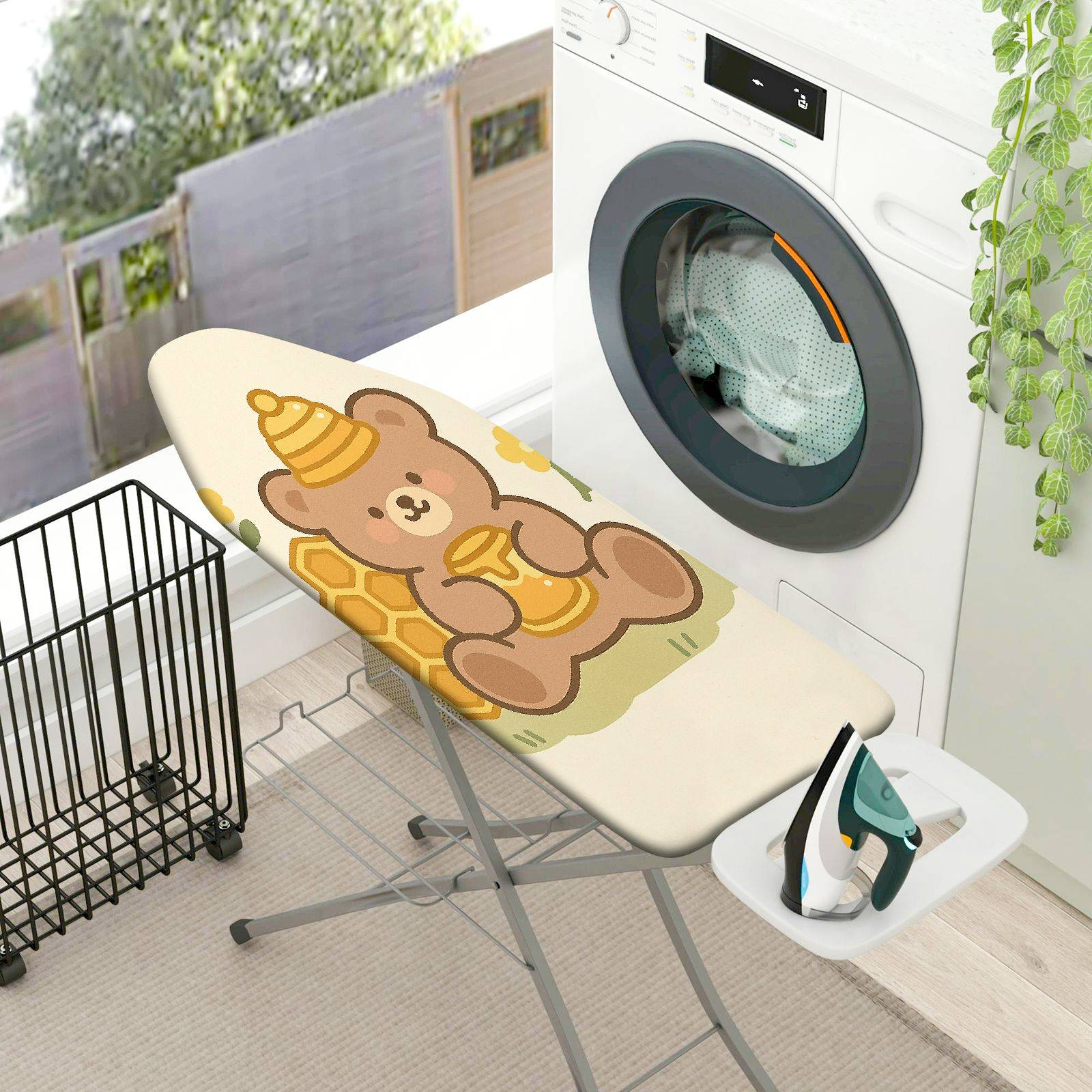 1-Piece Cute Bear Honey Floral  Ironing Board Cover, Universal Size, Without Board