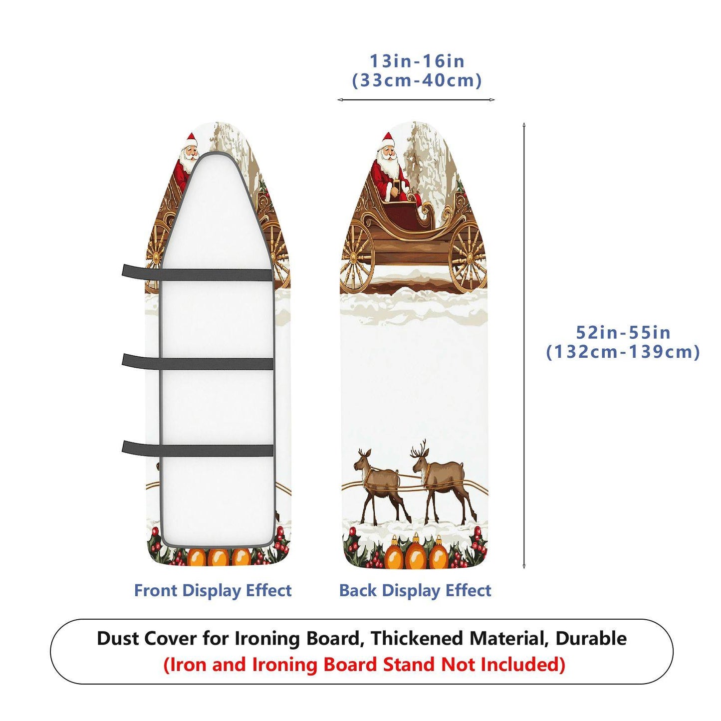 1-Piece Christmas Santa Reindeer Sleigh  Ironing Board Cover, Universal Size, Without Board