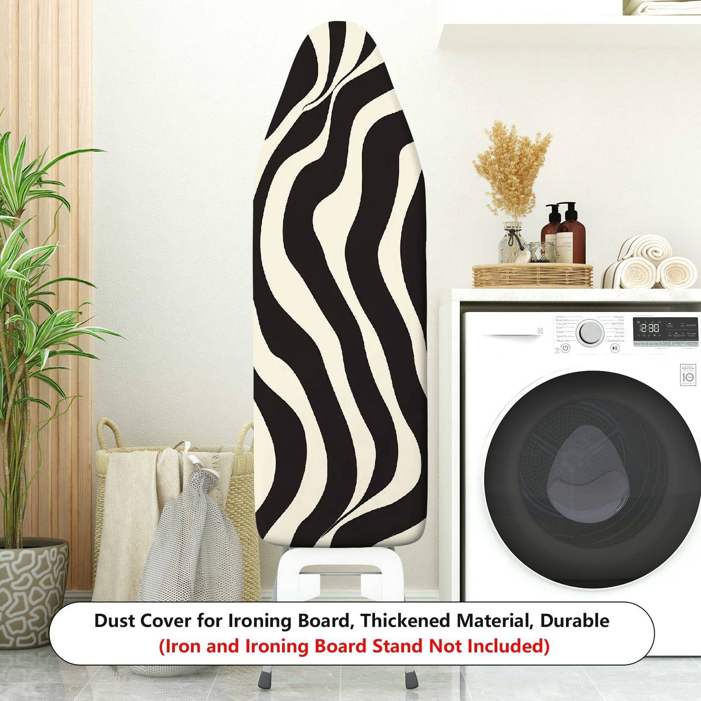 1-Piece Zebra Pattern Black White  Ironing Board Cover, Universal Size, Without Board