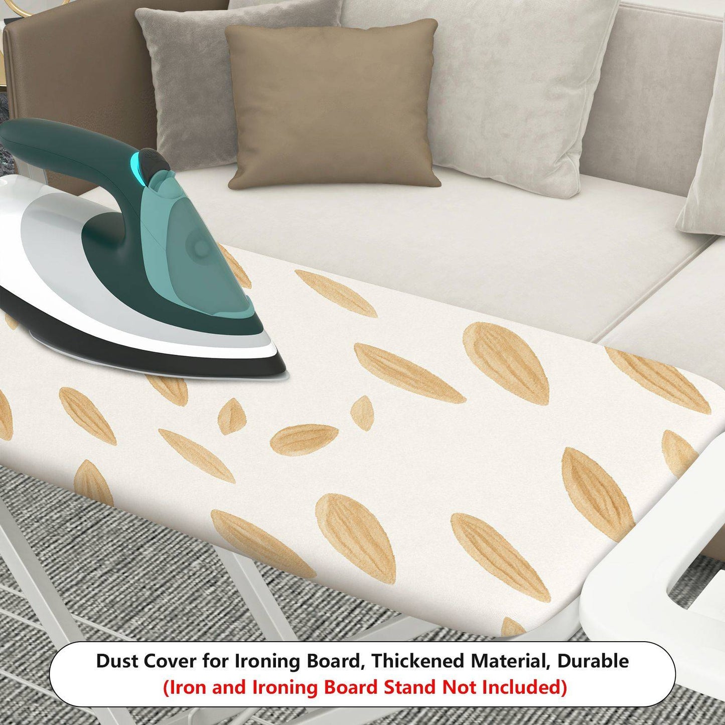 1-Piece Leaf Pattern Beige Decorative  Ironing Board Cover, Universal Size, Without Board