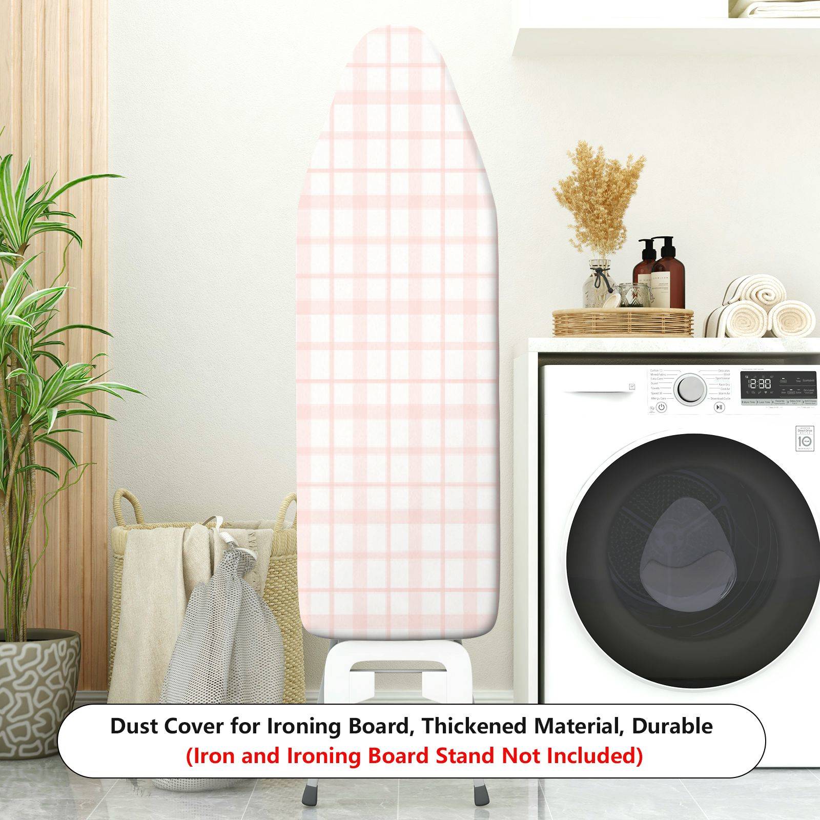 1-Piece Plaid Pattern Red White  Ironing Board Cover, Universal Size, Without Board