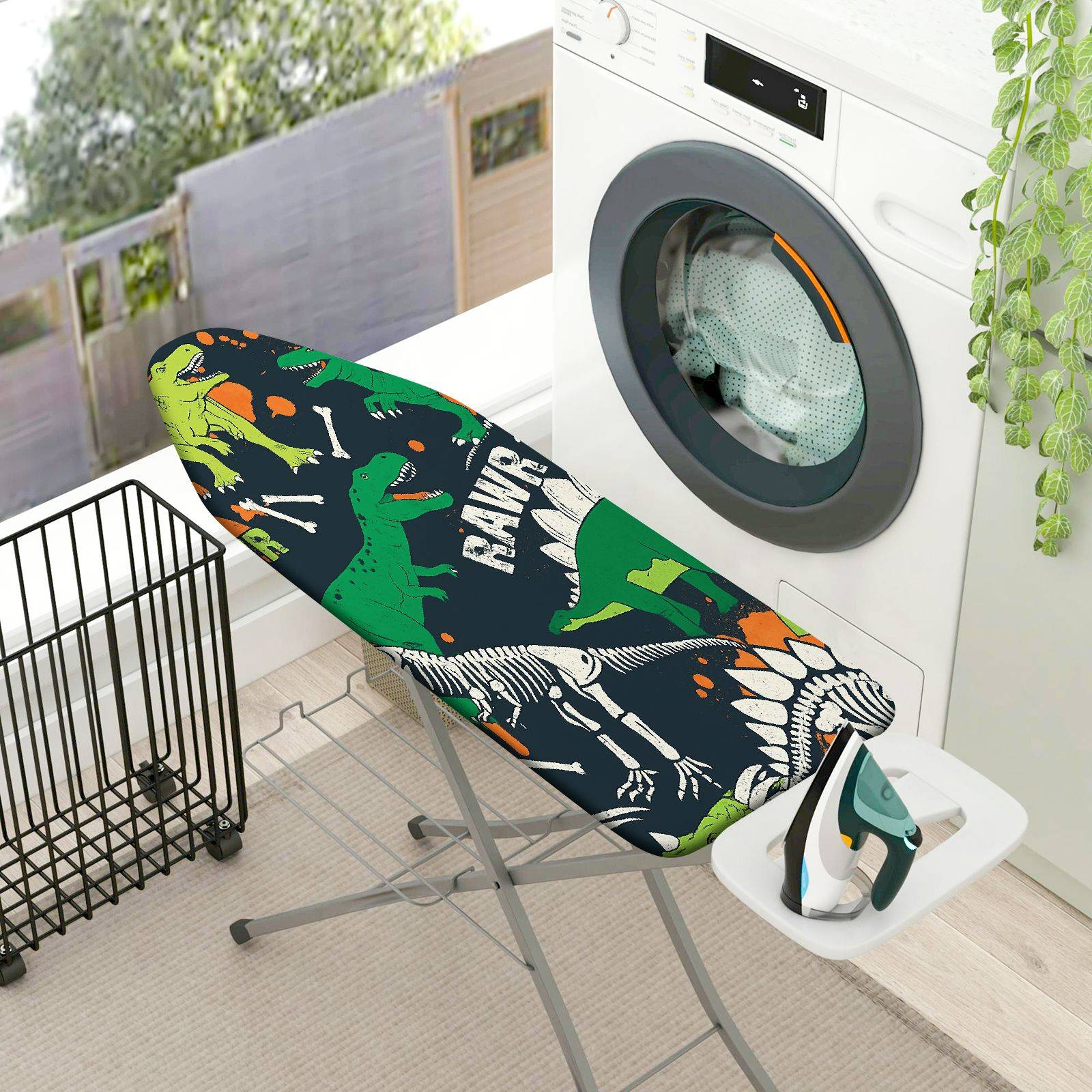 1-Piece Dinosaur Colorful Pattern Fun  Ironing Board Cover, Universal Size, Without Board
