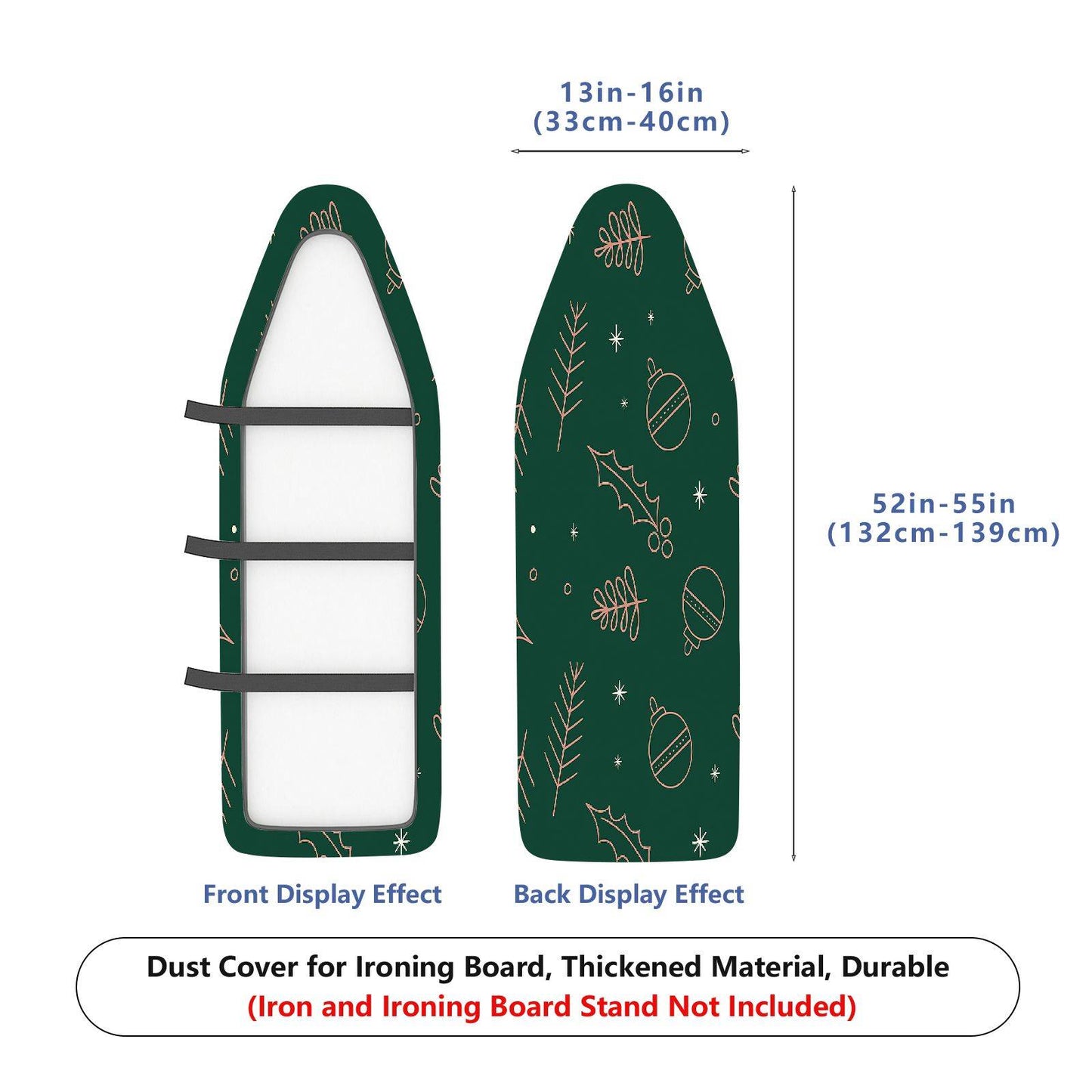 1-Piece Christmas Holiday Green  Ironing Board Cover, Universal Size, Without Board