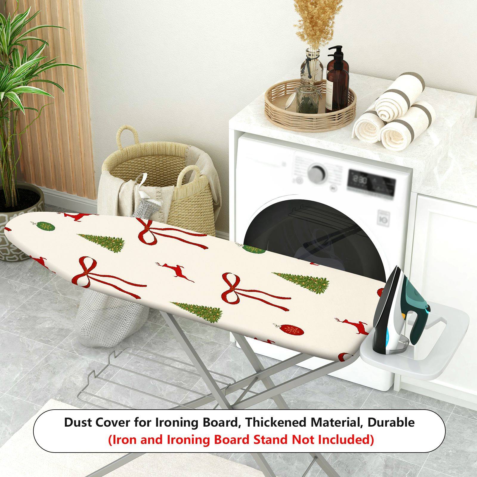 1-Piece Christmas Reindeer Ribbon  Ironing Board Cover, Universal Size, Without Board