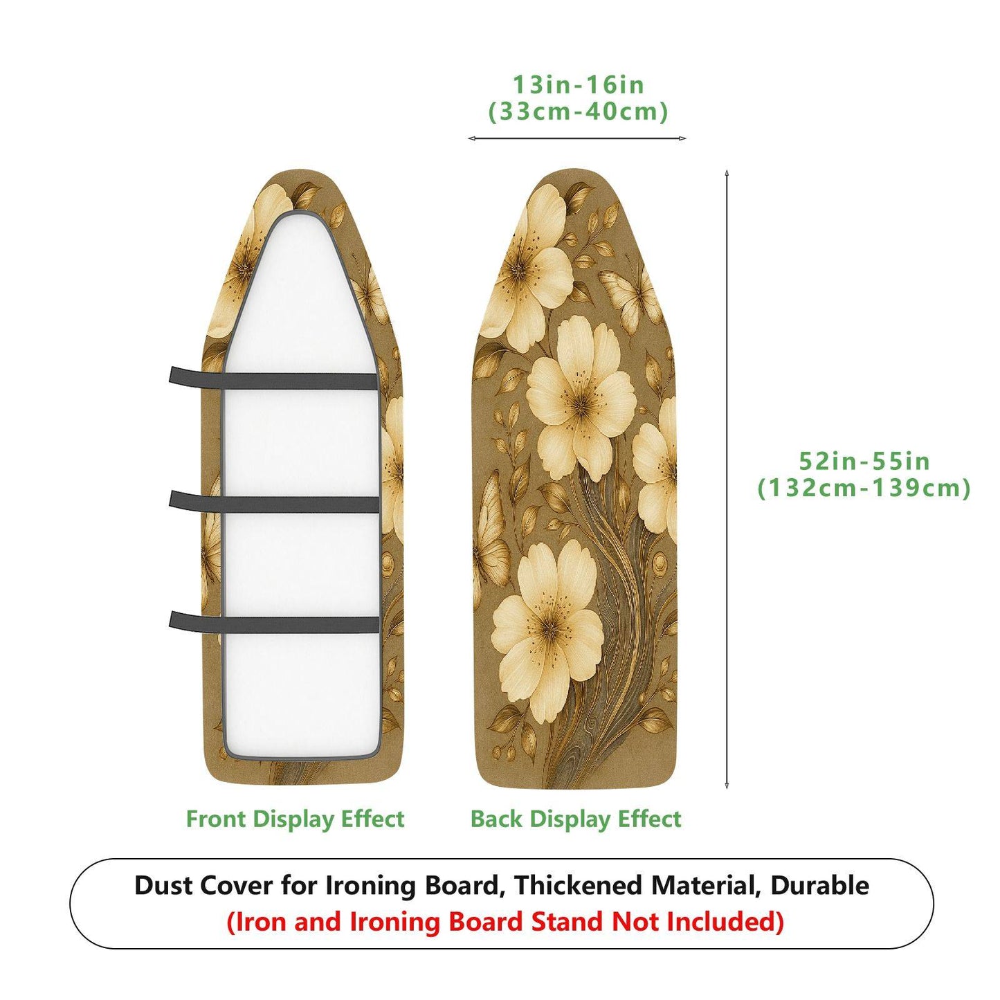 1-Piece Floral Beige Elegant  Ironing Board Cover, Universal Size, Without Board