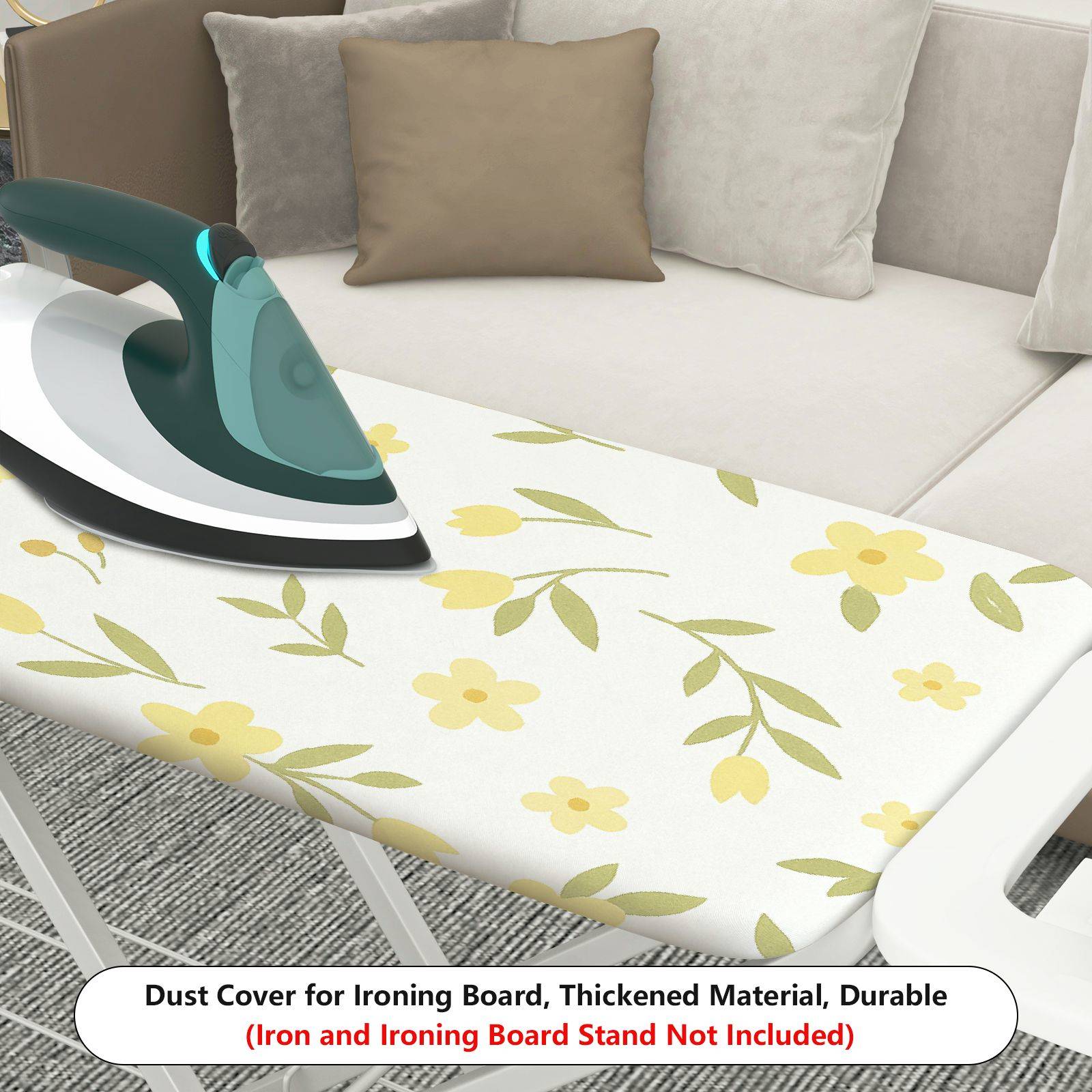 1-Piece Yellow Floral Pattern Decorative Printed  Ironing Board Cover, Universal Size, Without Board