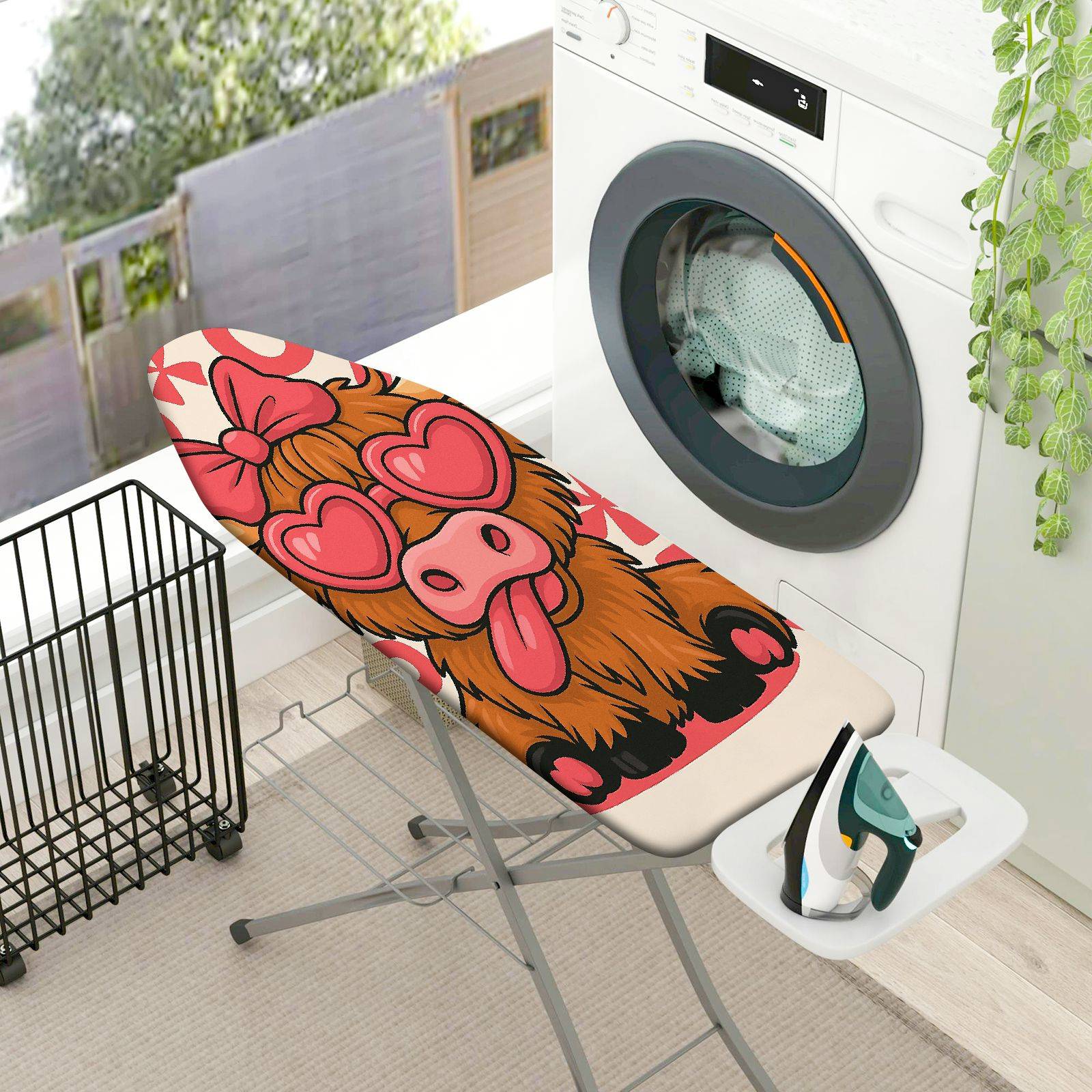 1-Piece Cute Pink Heart Animal  Ironing Board Cover, Universal Size, Without Board