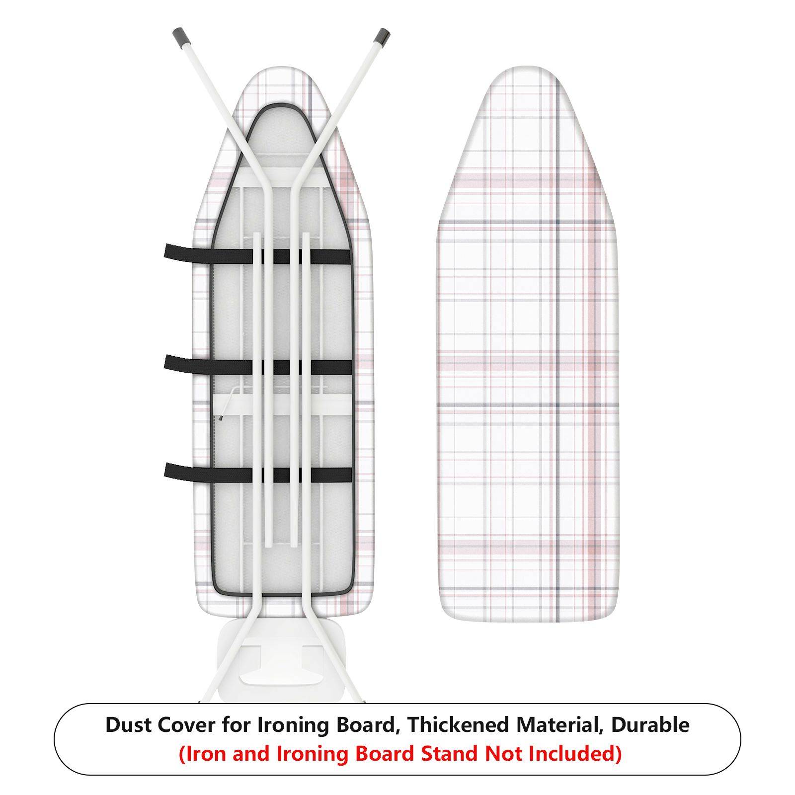 1-Piece Plaid Pattern White Gray Checkered  Ironing Board Cover, Universal Size, Without Board