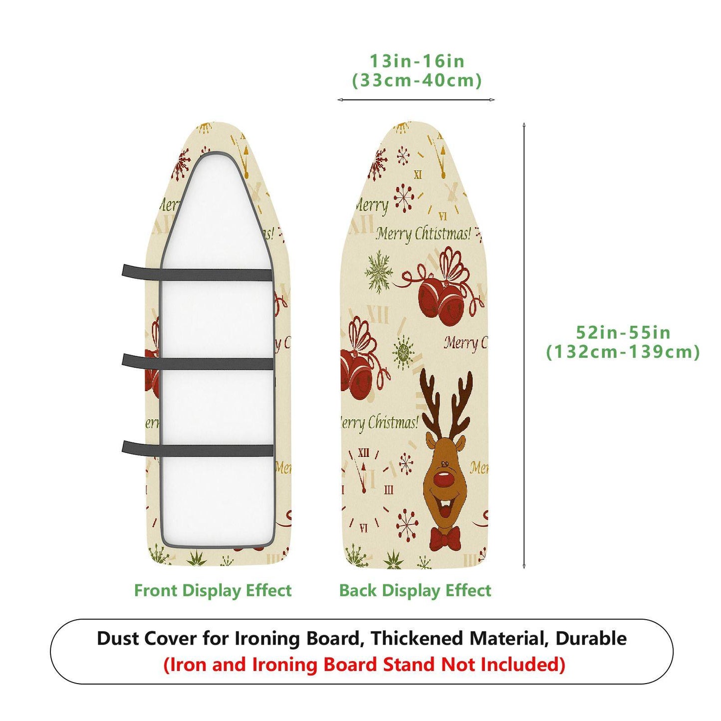 1-Piece Reindeer Snowflakes Christmas  Ironing Board Cover, Universal Size, Without Board