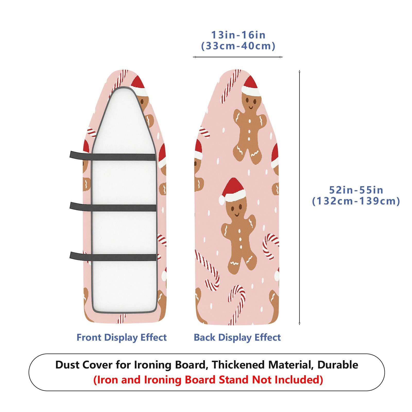 1-Piece Christmas Santa Gingerbread Candy  Ironing Board Cover, Universal Size, Without Board