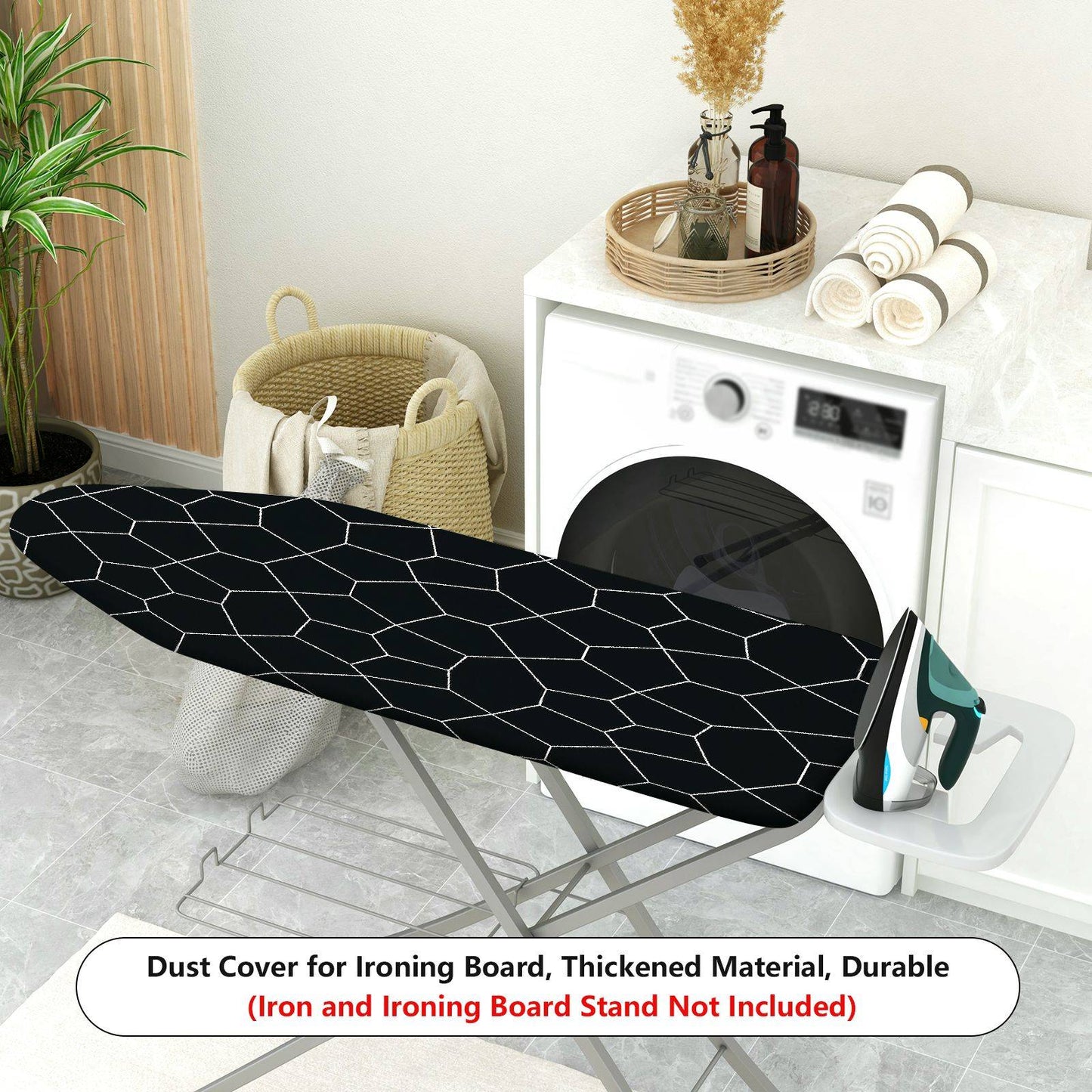 1-Piece Abstract Geometric Black  Ironing Board Cover, Universal Size, Without Board