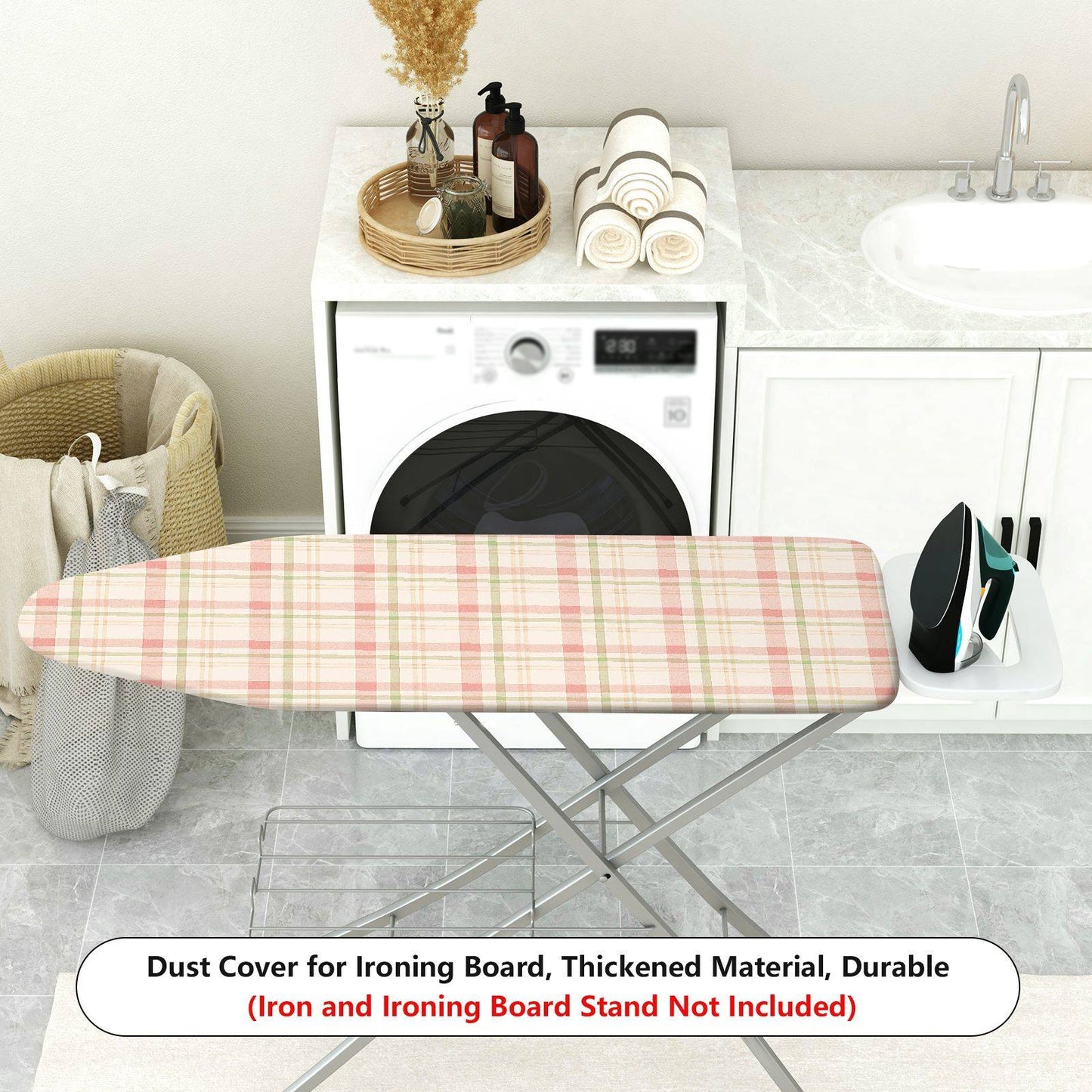 1-Piece Plaid Checkered Retro  Ironing Board Cover, Universal Size, Without Board