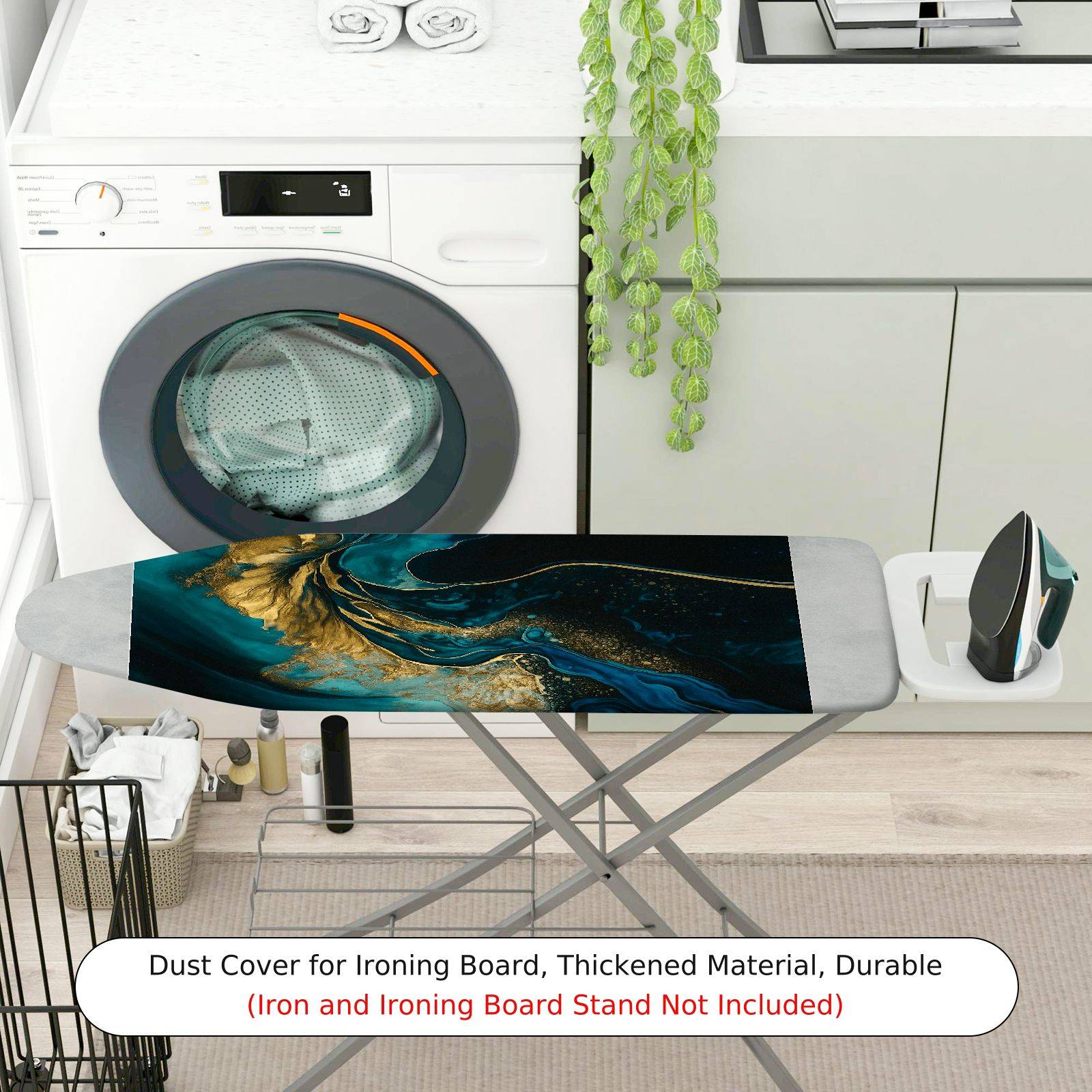 1-Piece Abstract Artistic Blue Gold  Ironing Board Cover, Universal Size, Without Board