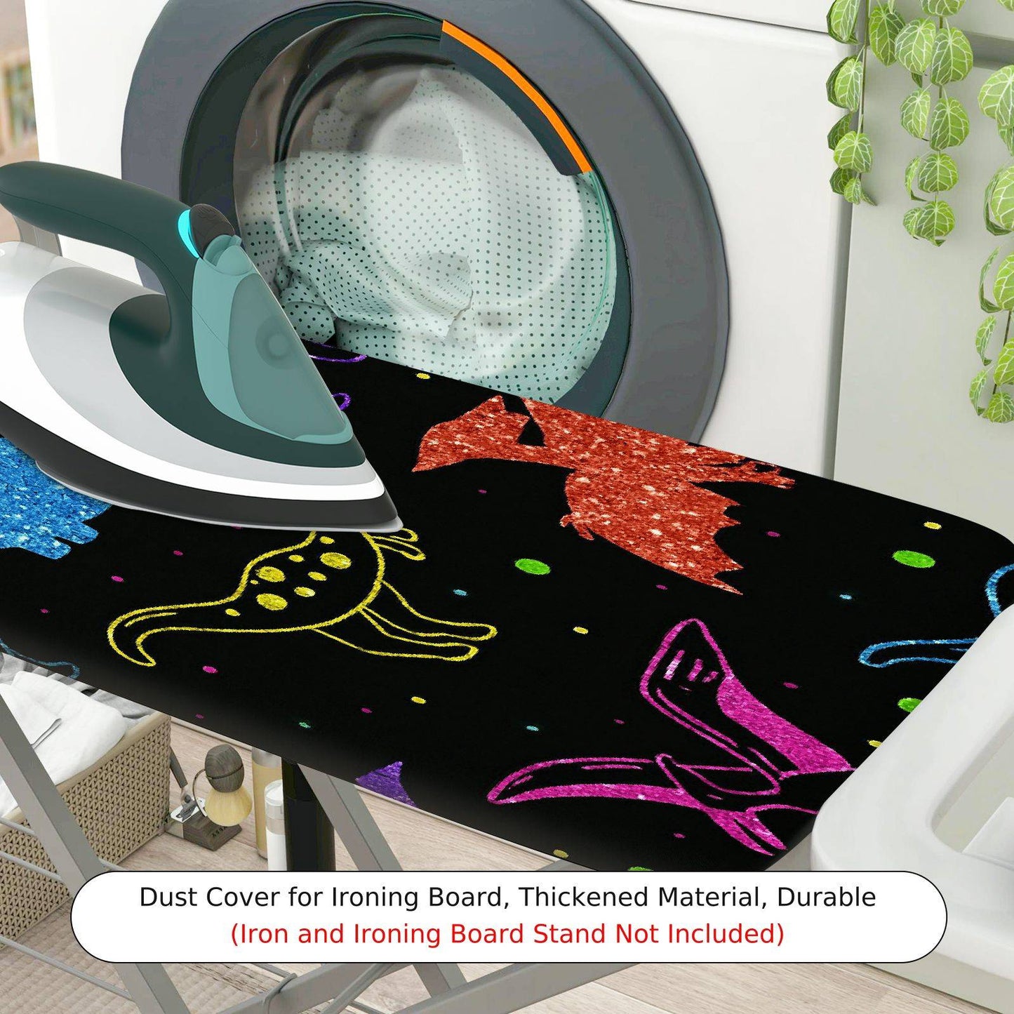 1-Piece Dinosaur Colorful Fun  Ironing Board Cover, Universal Size, Without Board