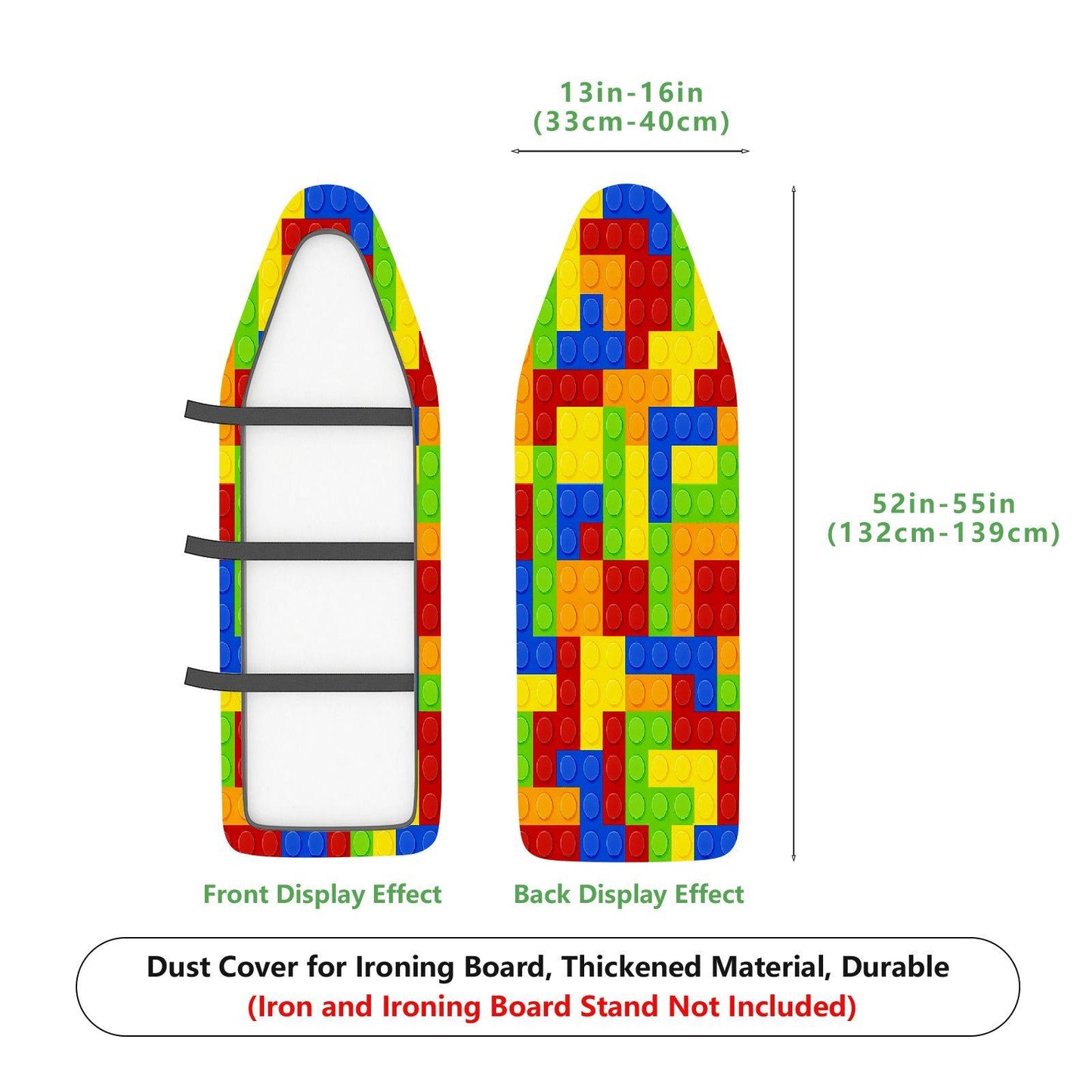 1-Piece Colorful Blocks Pattern Fun Decor  Ironing Board Cover, Universal Size, Without Board