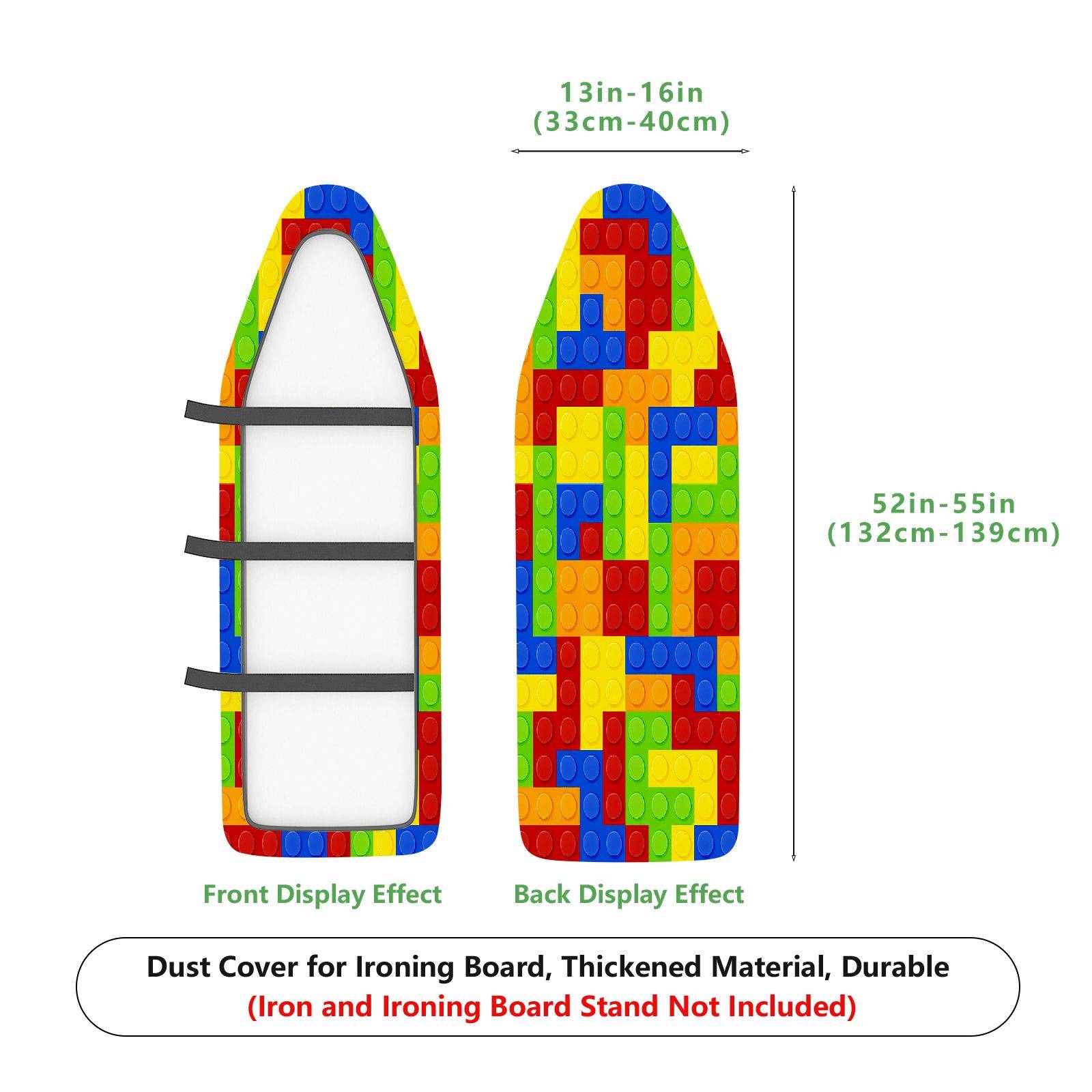 1-Piece Colorful Blocks Pattern Fun Decor  Ironing Board Cover, Universal Size, Without Board