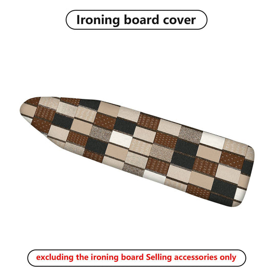 1-Piece Checkered Brown Black Beige  Ironing Board Cover, Universal Size, Without Board