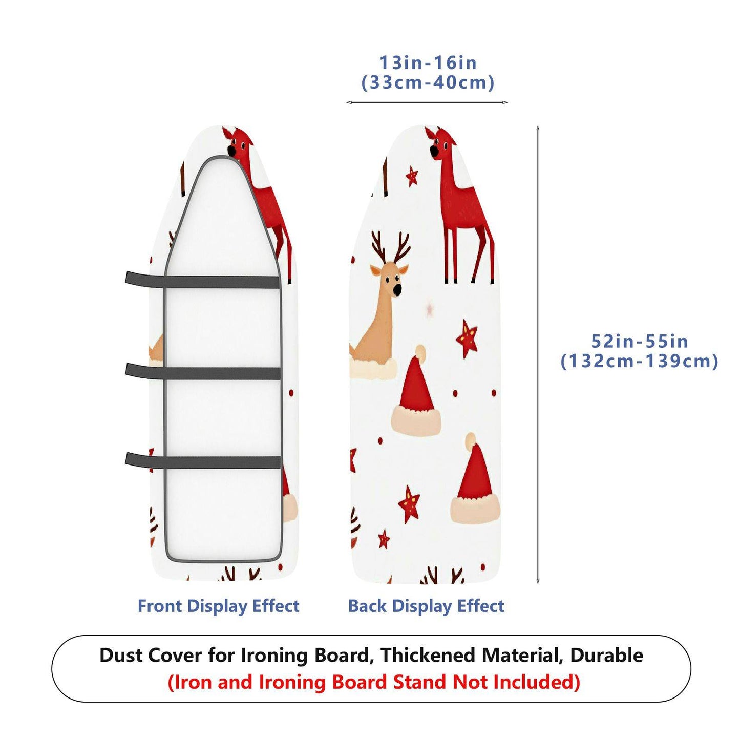 1-Piece Christmas Reindeer Santa  Ironing Board Cover, Universal Size, Without Board