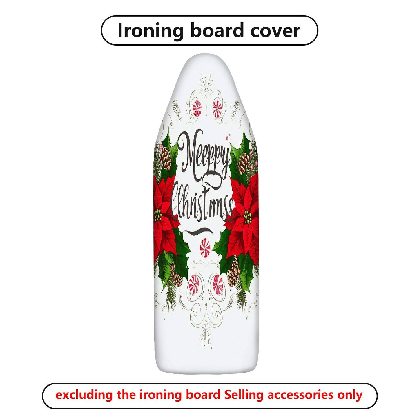 1-Piece Christmas Poinsettia Pinecone  Ironing Board Cover, Universal Size, Without Board
