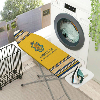 1-Piece Yellow Royal Emblem Good Dream  Ironing Board Cover, Universal Size, Without Board